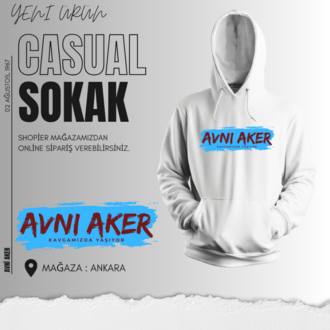 ''Avni Aker Kavgamızda Yaşıyor - Beyaz Sweatshirt ''