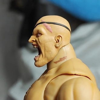 2 Sagat Head for jada toys (screaming and Cool expression)