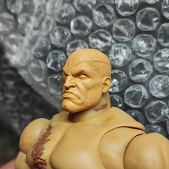 2 Sagat Head for jada toys (screaming and Cool expression)