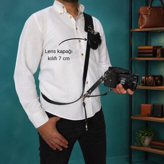 Siyah Renk Fotoğraf Makinesi Tek Taraflı Omuz Askısı Nikel renk aksesuar
