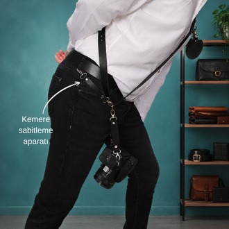 Siyah Renk Fotoğraf Makinesi Tek Taraflı Omuz Askısı Nikel renk aksesuar