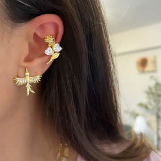 Gül earcuff (kıkırdak küpe -kulak deliğine gerek yok)