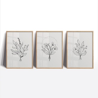 Minimalist Botanik Çizim Çerçeveli Tablo Seti