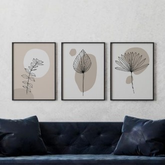 Minimalist Bitki Çizimleri Çerçeveli Tablo Seti