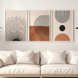 Geometrik Sanat: Minimalist Üçlü Tablo Seti