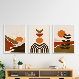 Minimalist ve Modern Soyut Çerçeveli Tablo Seti