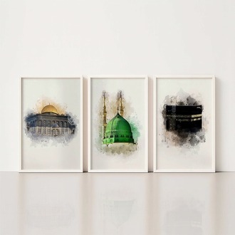 islami dini ahşap çerçeveli tablo set BDK0505
