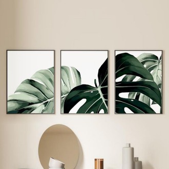 Monstera Yaprağı Çerçeveli Tablo Seti