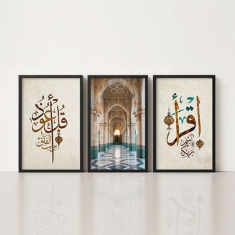 hat sanat dini ahşap çerçeveli tablo set BDK0520