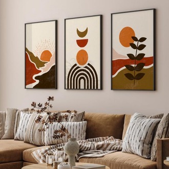 Minimalist ve Modern Soyut Çerçeveli Tablo Seti