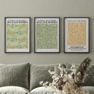William Morris Çiçek Desenli Çerçeveli Poster Seti