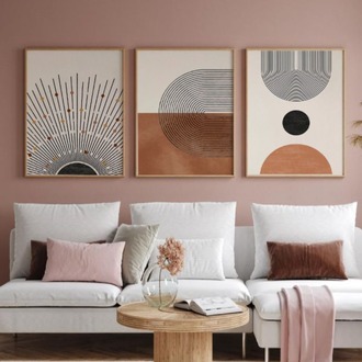 Geometrik Sanat: Minimalist Üçlü Tablo Seti