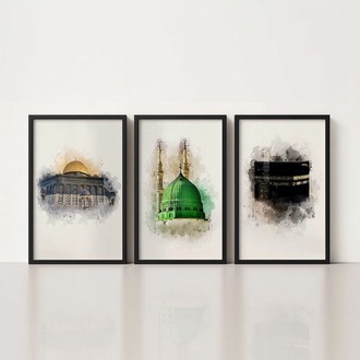 islami dini ahşap çerçeveli tablo set BDK0505