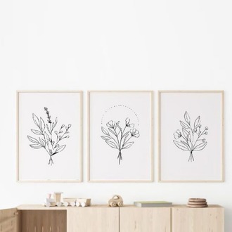Minimalist Botanik Çizim Çerçeveli Tablo Seti
