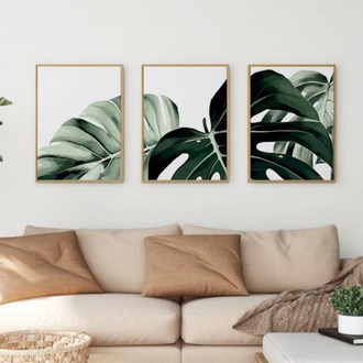 Monstera Yaprağı Çerçeveli Tablo Seti