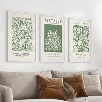 William Morris Dallı Yapraklı Çerçeveli Tablo