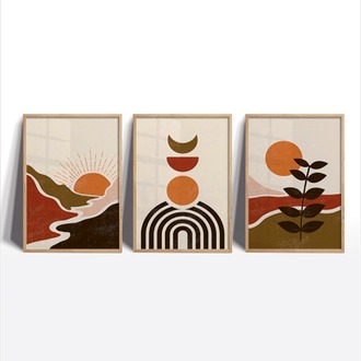 Minimalist ve Modern Soyut Çerçeveli Tablo Seti
