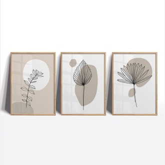 Minimalist Bitki Çizimleri Çerçeveli Tablo Seti