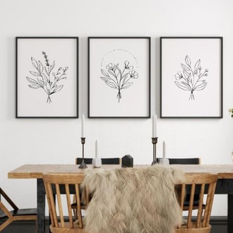 Minimalist Botanik Çizim Çerçeveli Tablo Seti