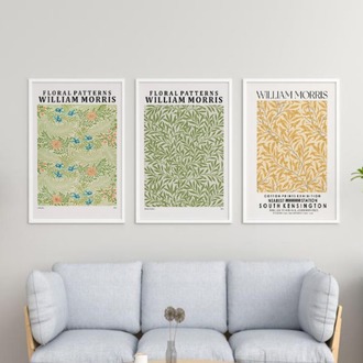 William Morris Çiçek Desenli Çerçeveli Poster Seti