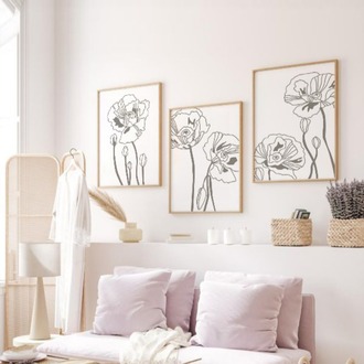 Minimalist Gelincik Çiçeği Çerçeveli Tablo Seti