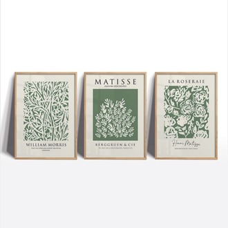 William Morris Dallı Yapraklı Çerçeveli Tablo