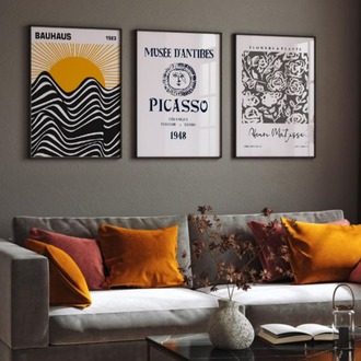 Ünlü Sanat Çerçeveli Poster Seti - Bauhaus, Picasso, Matisse
