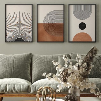 Geometrik Sanat: Minimalist Üçlü Tablo Seti