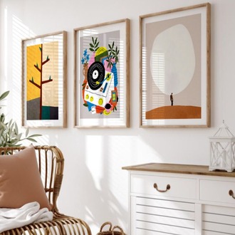 Geometrik ve Minimalist Sanat Çerçeveli Tablo Seti