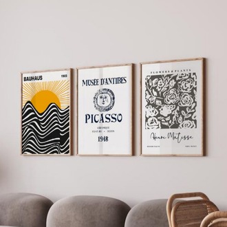 Ünlü Sanat Çerçeveli Poster Seti - Bauhaus, Picasso, Matisse