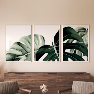 Monstera Yaprağı Çerçeveli Tablo Seti