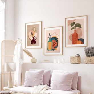 Minimalist Vazo ve Bitki Çerçeveli Tablo Seti