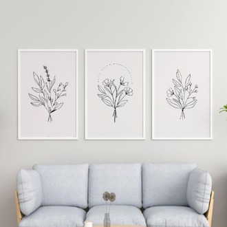 Minimalist Botanik Çizim Çerçeveli Tablo Seti