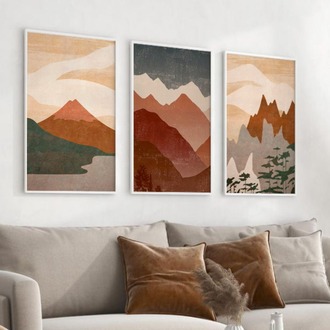 Minimalist Dağ Manzaralı Çerçeveli Tablo Seti