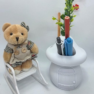 CEVİZDİZAYN BAYBBEAR MİNİ SALLANAN SANDALYE AYICIK & 3 GÖZLÜ KALEMLİK SETİ ✏️