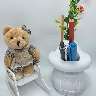 CEVİZDİZAYN BAYBBEAR MİNİ SALLANAN SANDALYE AYICIK & 3 GÖZLÜ KALEMLİK SETİ ✏️