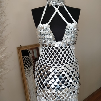 Crochet Sequin Fringe Dress