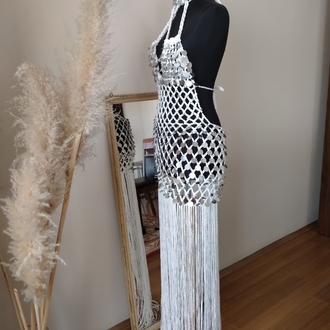 Crochet Sequin Fringe Dress