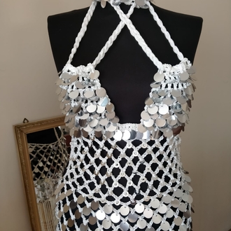 Crochet Sequin Fringe Dress