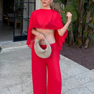 Chiffon Crop top and pants set