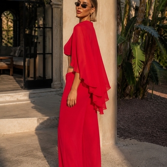 Chiffon Crop top and pants set