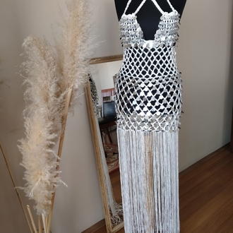 Crochet Sequin Fringe Dress