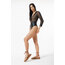 deri detaylı fermuarlı bodysuit