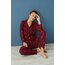 kışlık düğmeli ekose süet pijama takımı