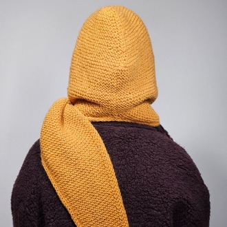 Margot – Yumuşak Yün İpten El Örgüsü Oversized Hoodie Scarf