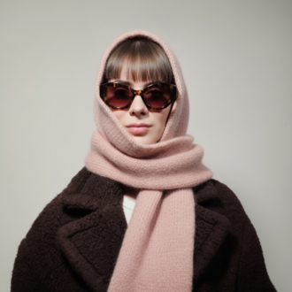 Margot – Yumuşak Yün İpten El Örgüsü Oversized Hoodie Scarf
