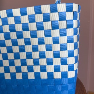 Blue Check Sepet Çanta-Küçük Boy