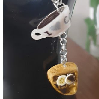 Kahve ve Waffle Aşkı: El Yapımı Polimer Kil Anahtarlık