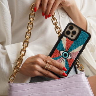 Evil Eye Nazar Boncuğu Punch Nakışlı Telefon Kılıfı - Kişiye Özel El Yapımı