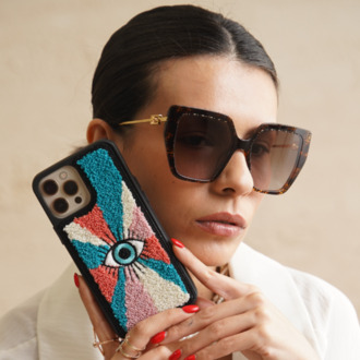 Evil Eye Nazar Boncuğu Punch Nakışlı Telefon Kılıfı - Kişiye Özel El Yapımı